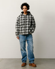 ZIP HOODED PLAID SHIRT
