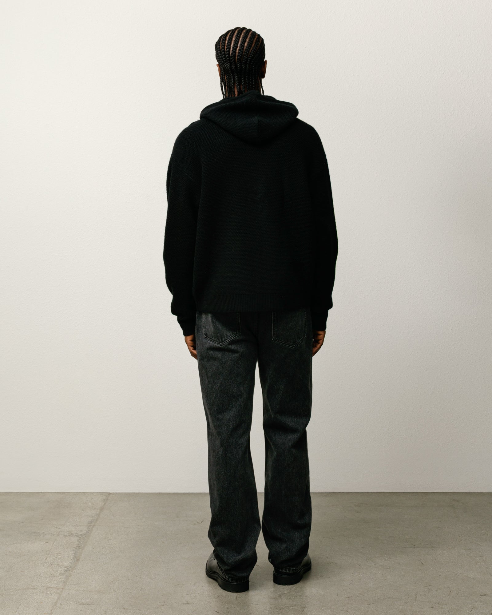 TEXTURED ZIP HOODED SWEATER