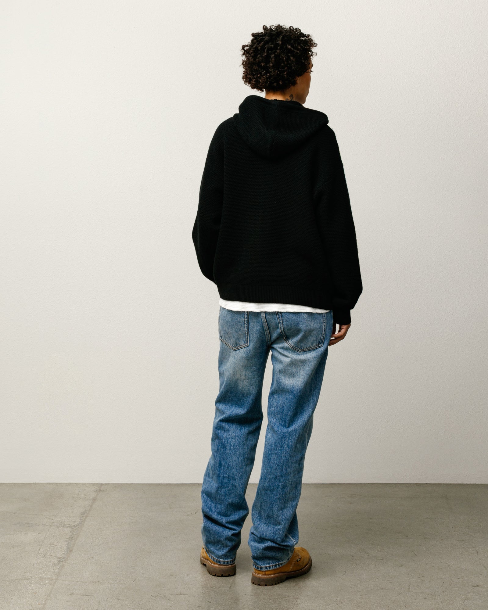 TEXTURED ZIP HOODED SWEATER