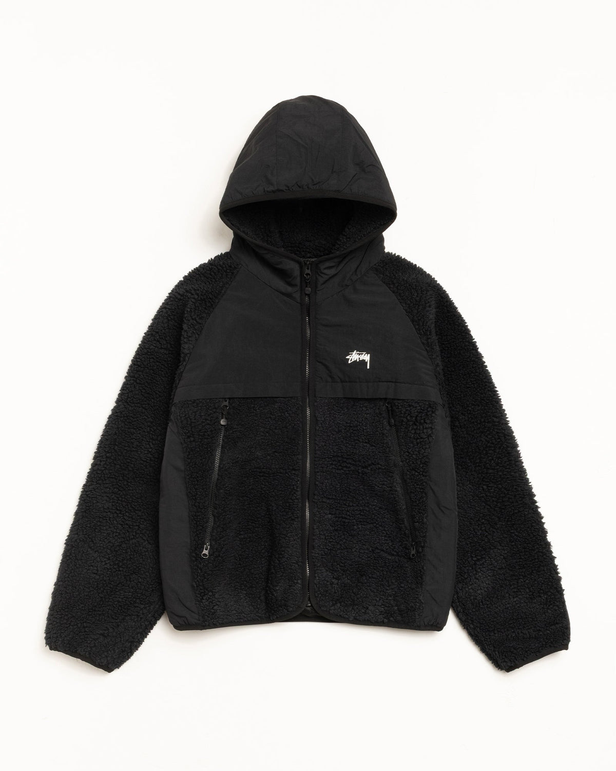 SHERPA PANELED HOODED JACKET