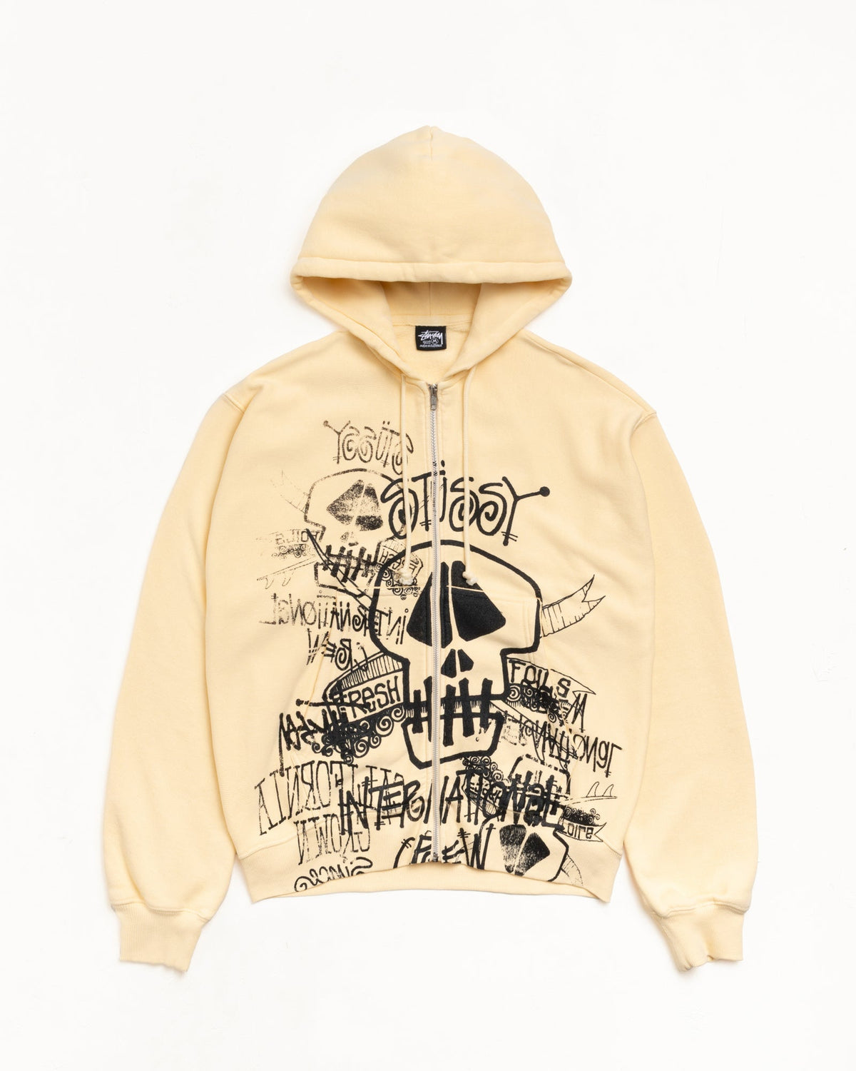 SKULLS ZIP HOODIE PIGMENT DYED