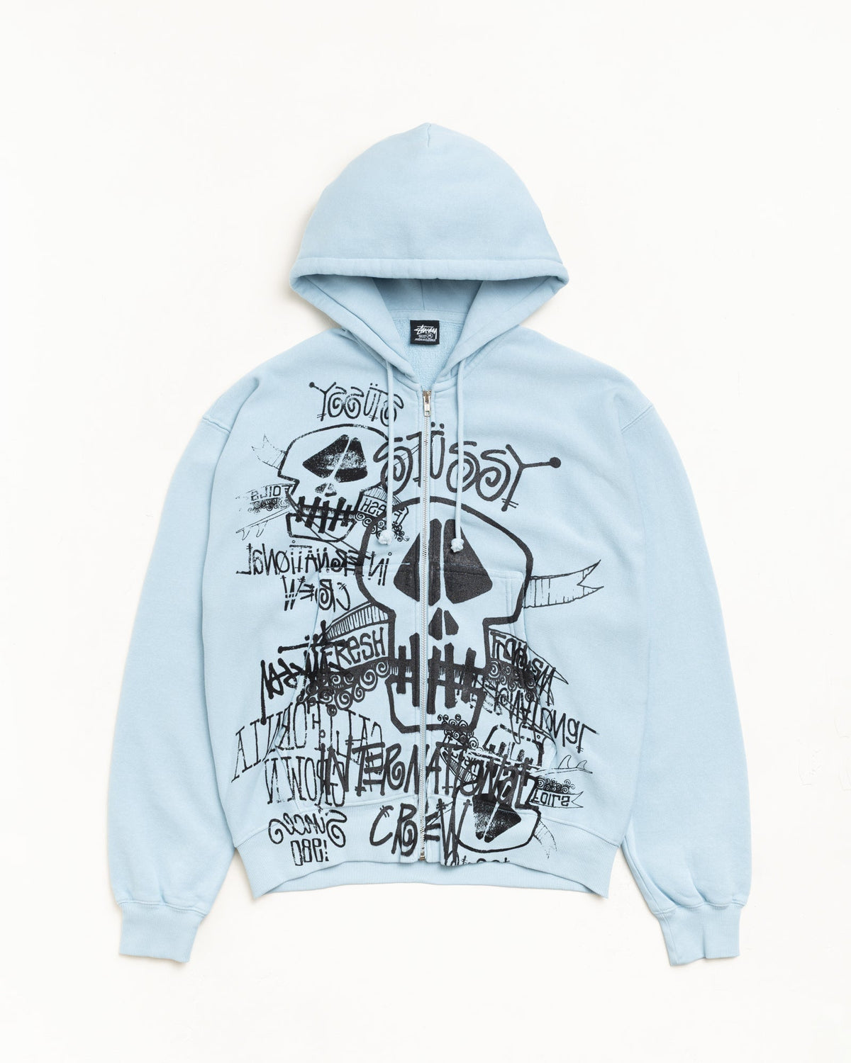 SKULLS ZIP HOODIE PIGMENT DYED